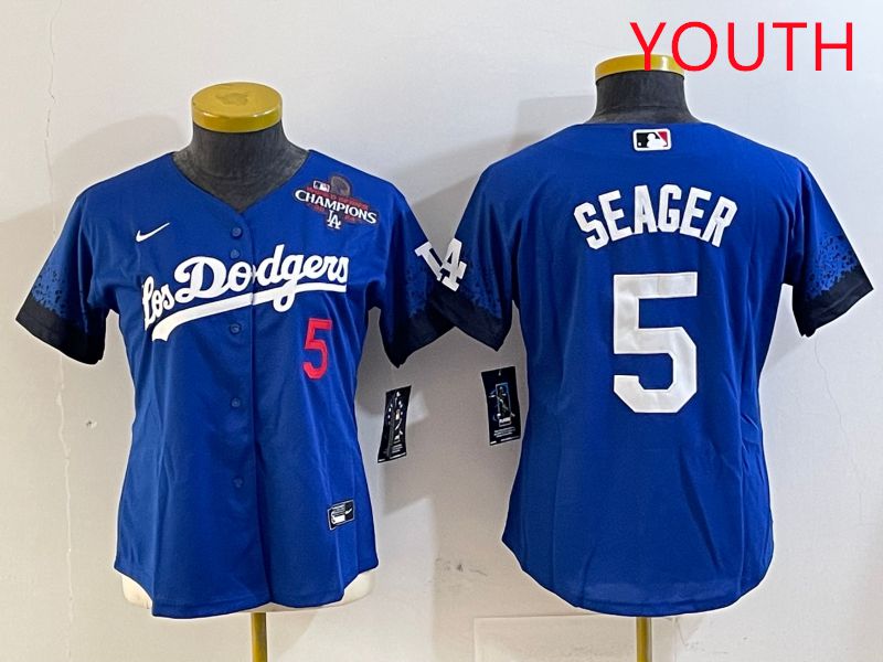 Youth Los Angeles Dodgers #5 Seager Blue City Edition 2025 Nike MLB Jersey style 4->youth mlb jersey->Youth Jersey